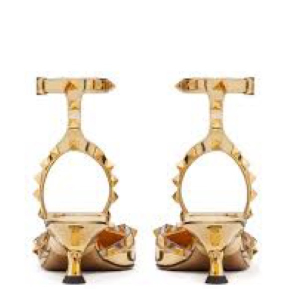 Valentino Gold Studded Heels with Kitten Heel - Picture 4 of 8